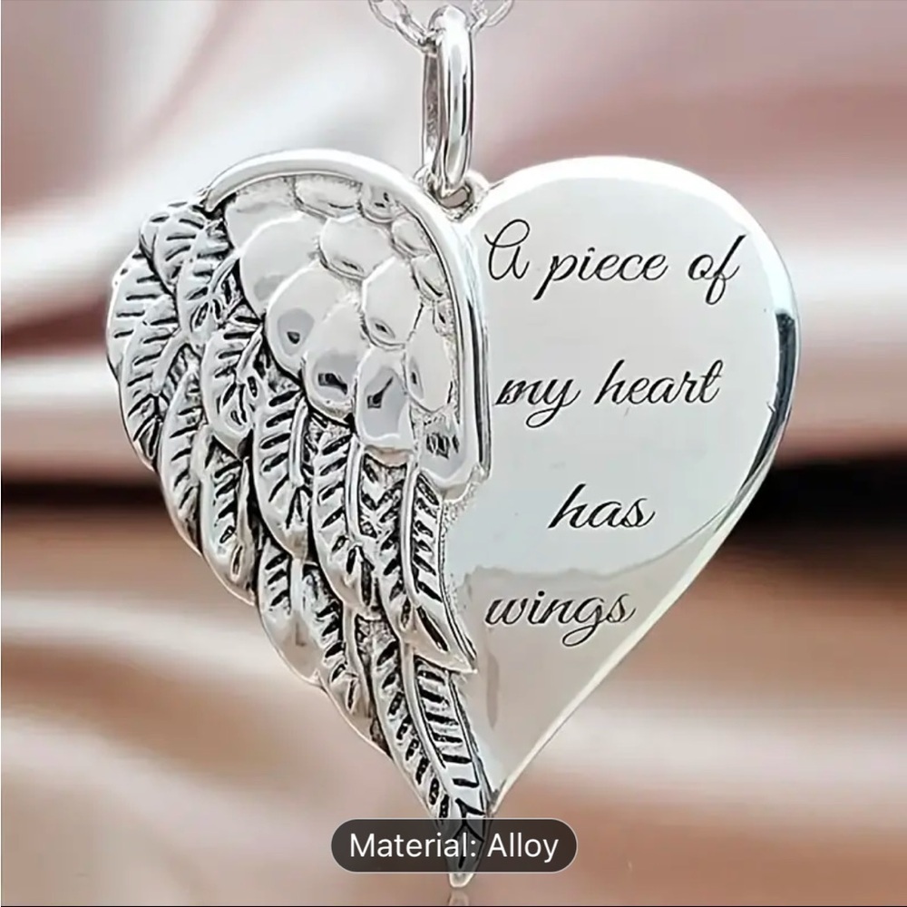 Angel Wing Heart Necklace Memorial Sympathy Gift Inspirational Jewelry